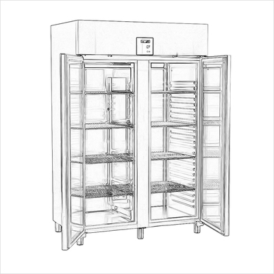 ../frankl24shop/Kühlschrank Edelstahl doppeltürig, 2_1 GN, inkl 10 Gitter